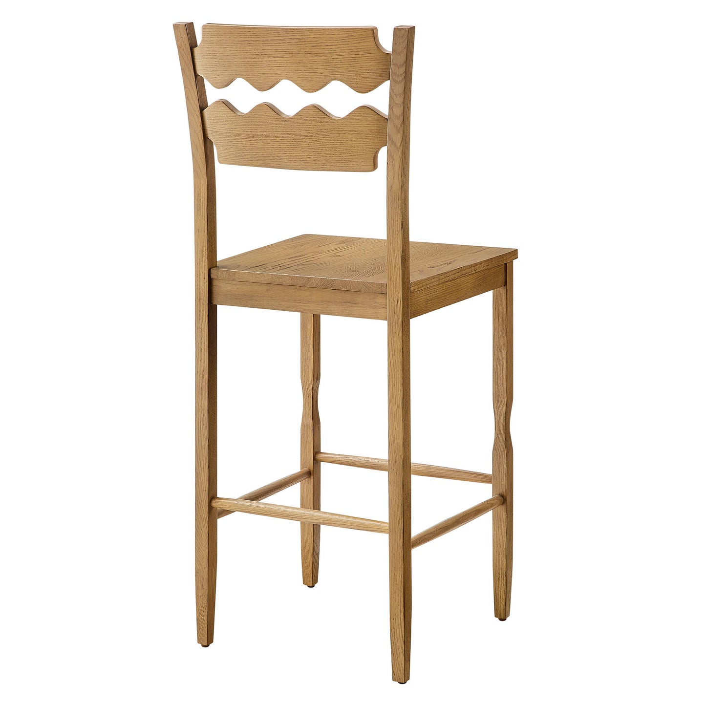 Jax Oak Wood Bar Stool With Wavy Razor Back by Modway