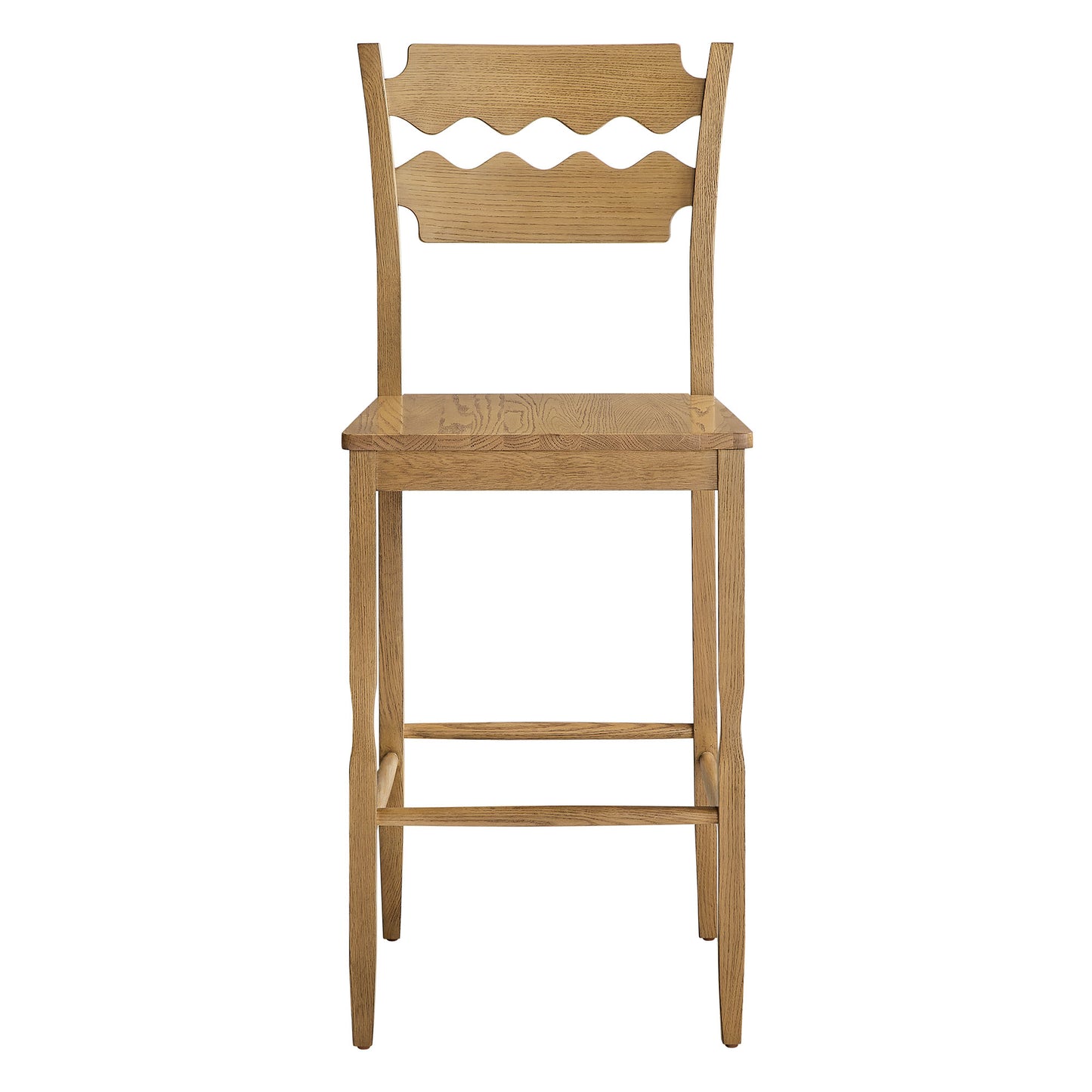 Jax Oak Wood Bar Stool With Wavy Razor Back by Modway