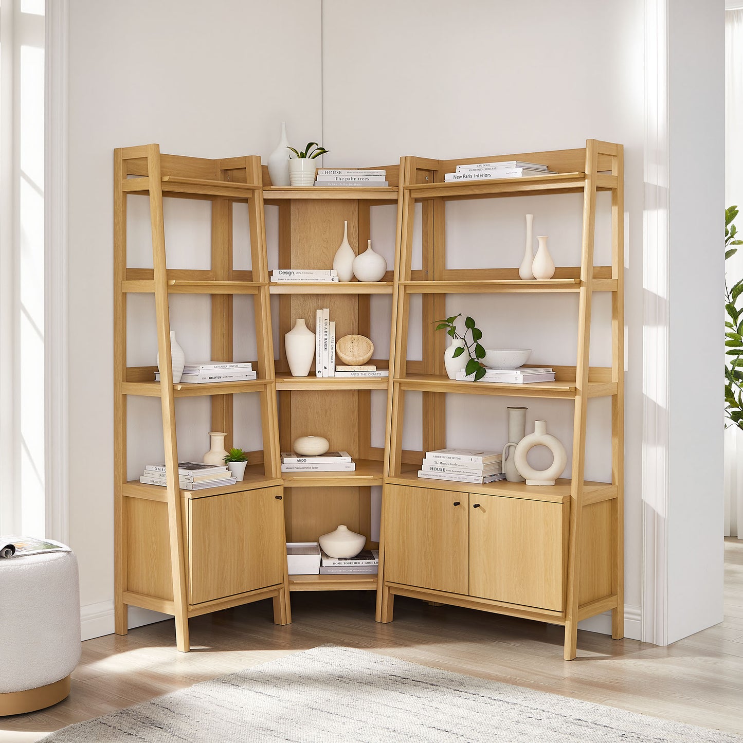 Bixby 3 Piece Corner Bookshelf Set With Wide and Narrow Bookshelves by Modway