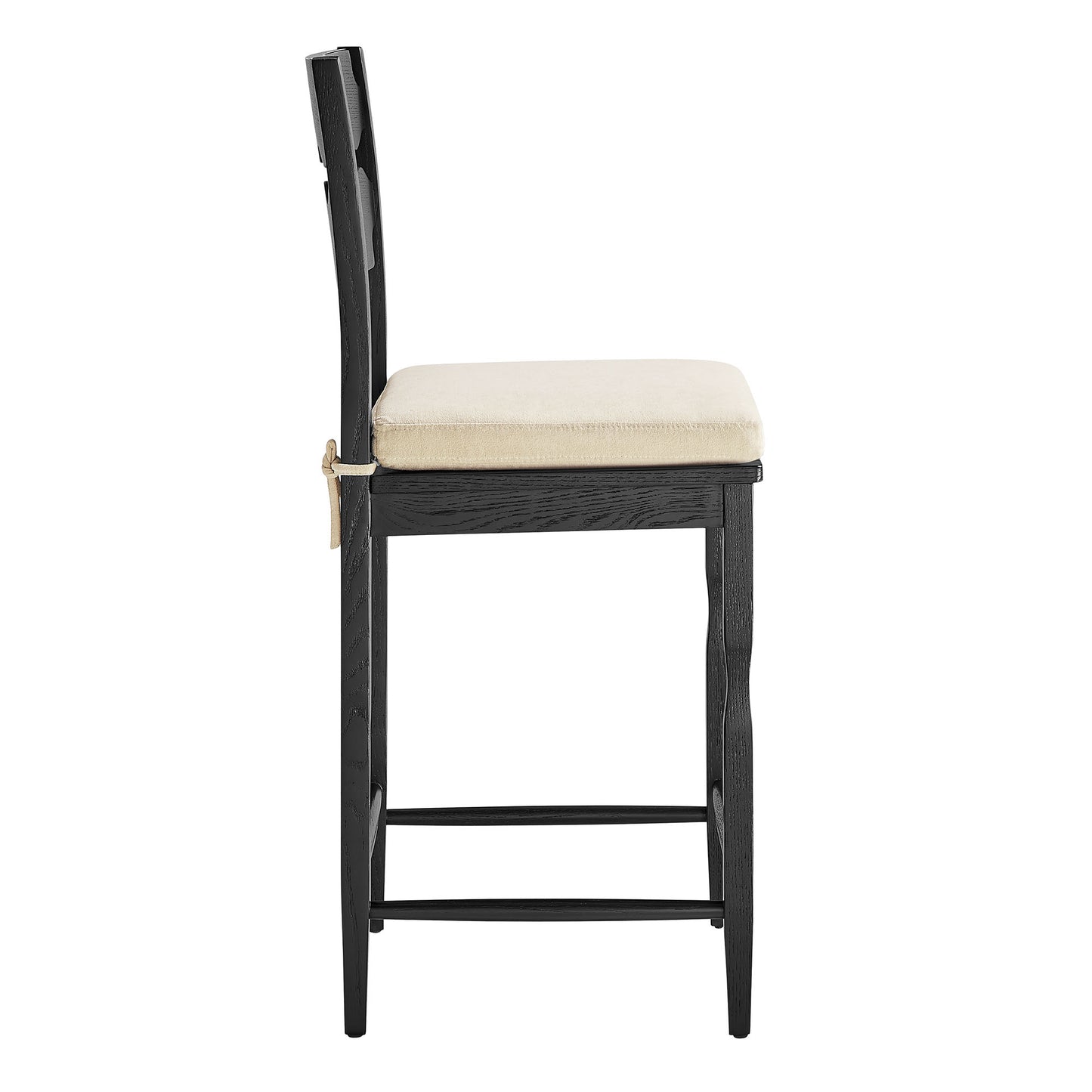 Jax Oak Wood Counter Stool With Wavy Razor Back and Cushion by Modway