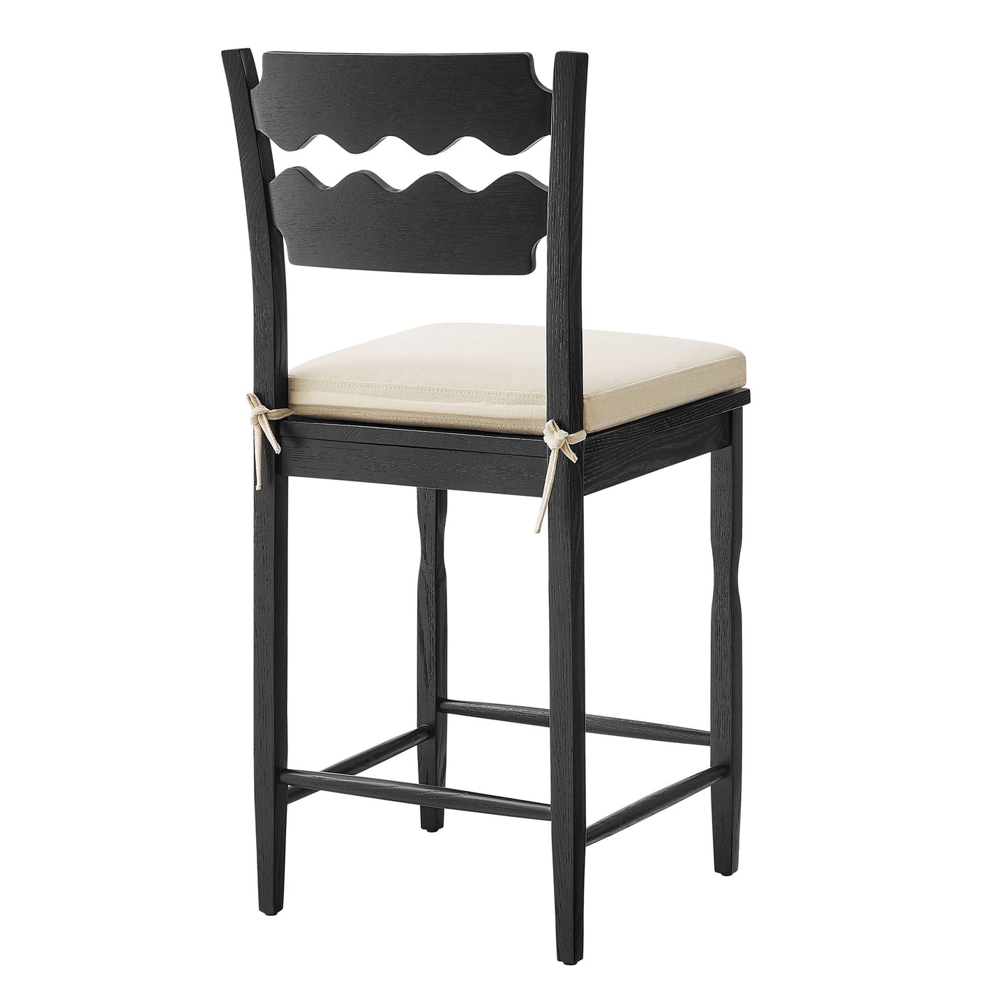 Jax Oak Wood Counter Stool With Wavy Razor Back and Cushion by Modway