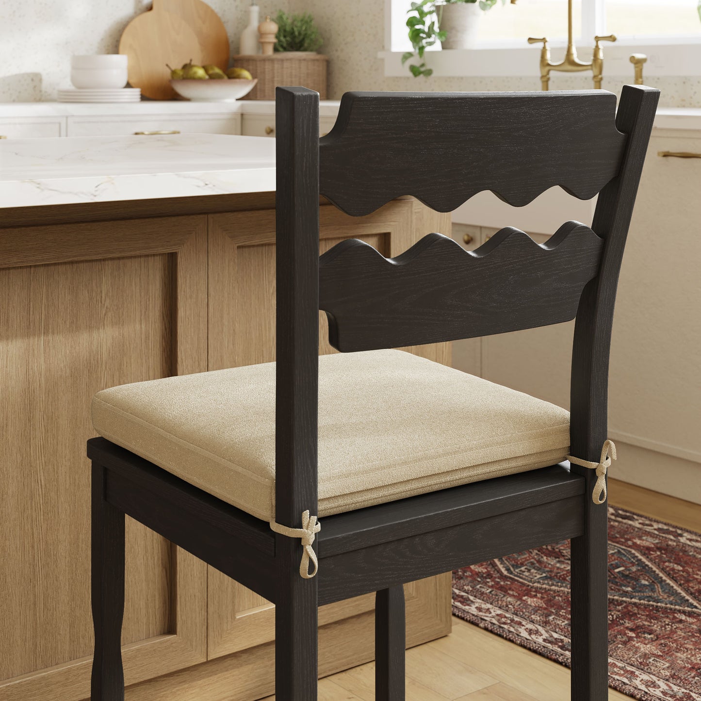 Jax Oak Wood Counter Stool With Wavy Razor Back and Cushion by Modway