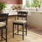 Jax Oak Wood Counter Stool With Wavy Razor Back and Cushion by Modway