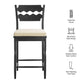Jax Oak Wood Counter Stool With Wavy Razor Back and Cushion by Modway