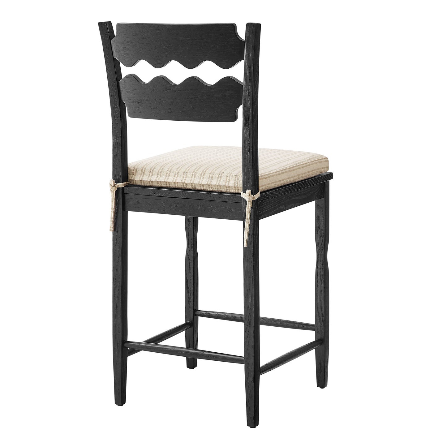 Jax Oak Wood Counter Stool With Wavy Razor Back and Cushion by Modway