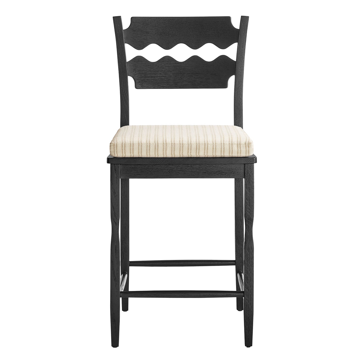 Jax Oak Wood Counter Stool With Wavy Razor Back and Cushion by Modway