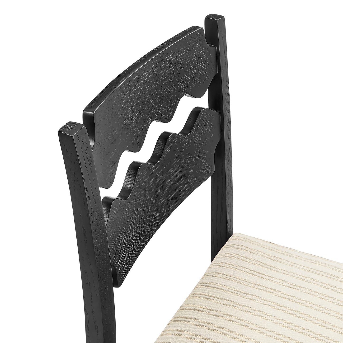 Jax Oak Wood Counter Stool With Wavy Razor Back and Cushion by Modway