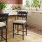 Jax Oak Wood Counter Stool With Wavy Razor Back and Cushion by Modway