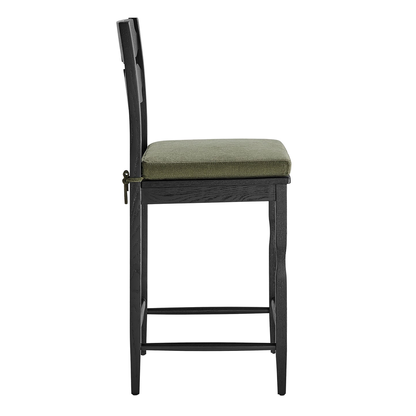 Jax Oak Wood Counter Stool With Wavy Razor Back and Cushion by Modway