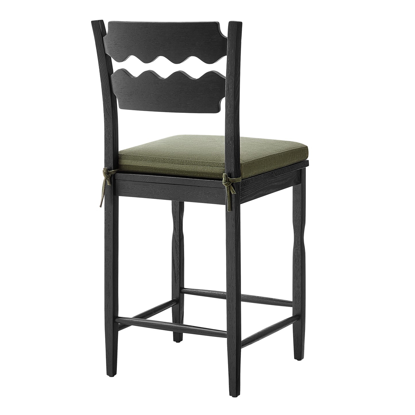 Jax Oak Wood Counter Stool With Wavy Razor Back and Cushion by Modway