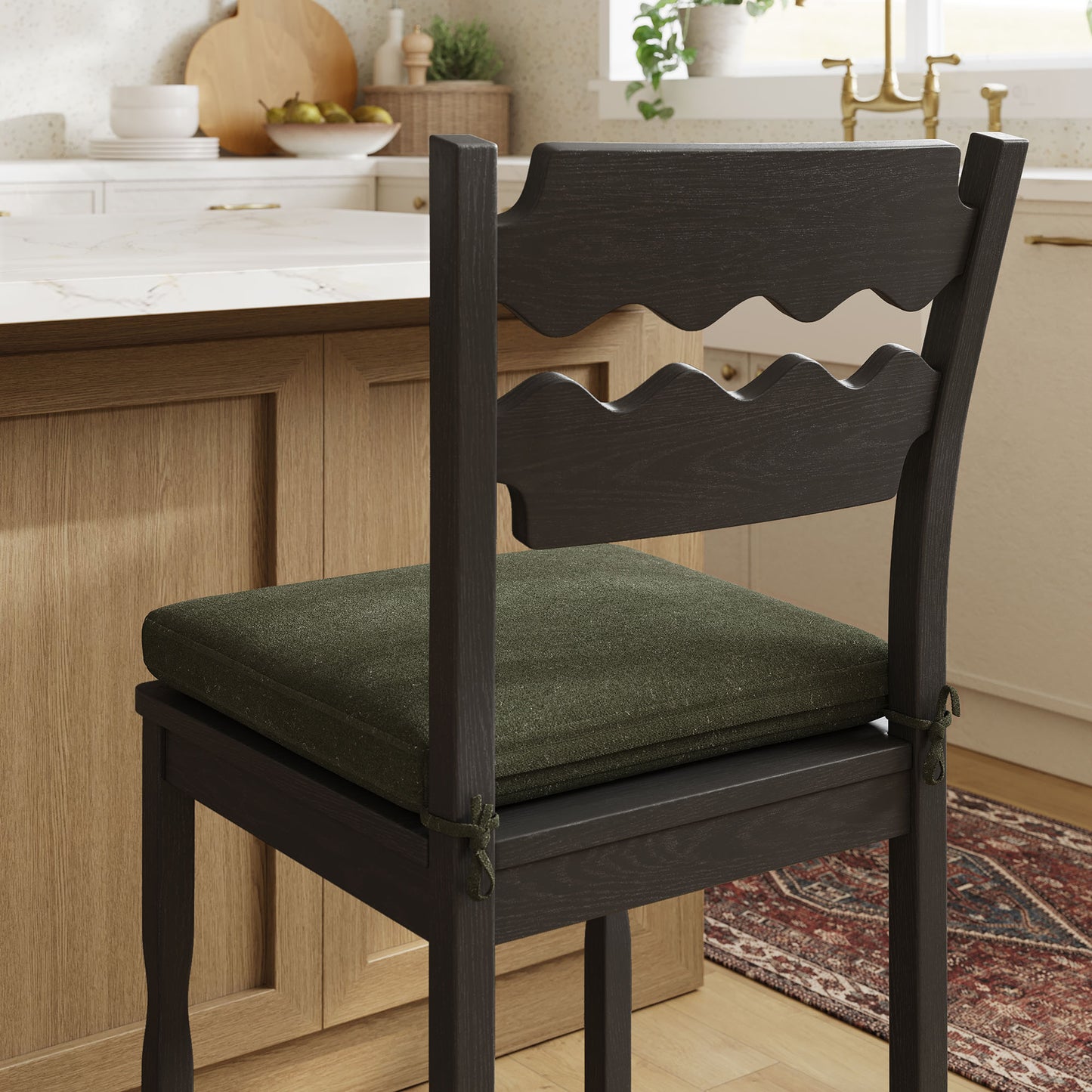 Jax Oak Wood Counter Stool With Wavy Razor Back and Cushion by Modway