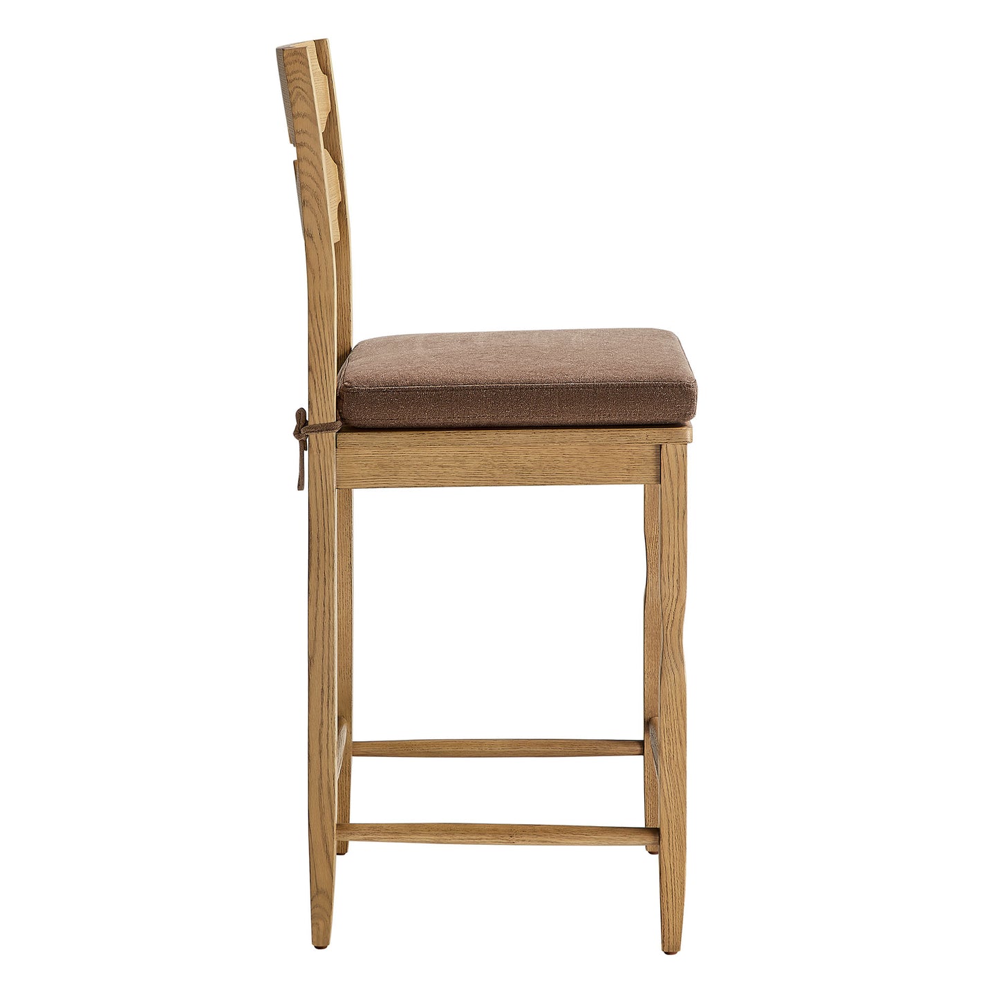 Jax Oak Wood Counter Stool With Wavy Razor Back and Cushion by Modway
