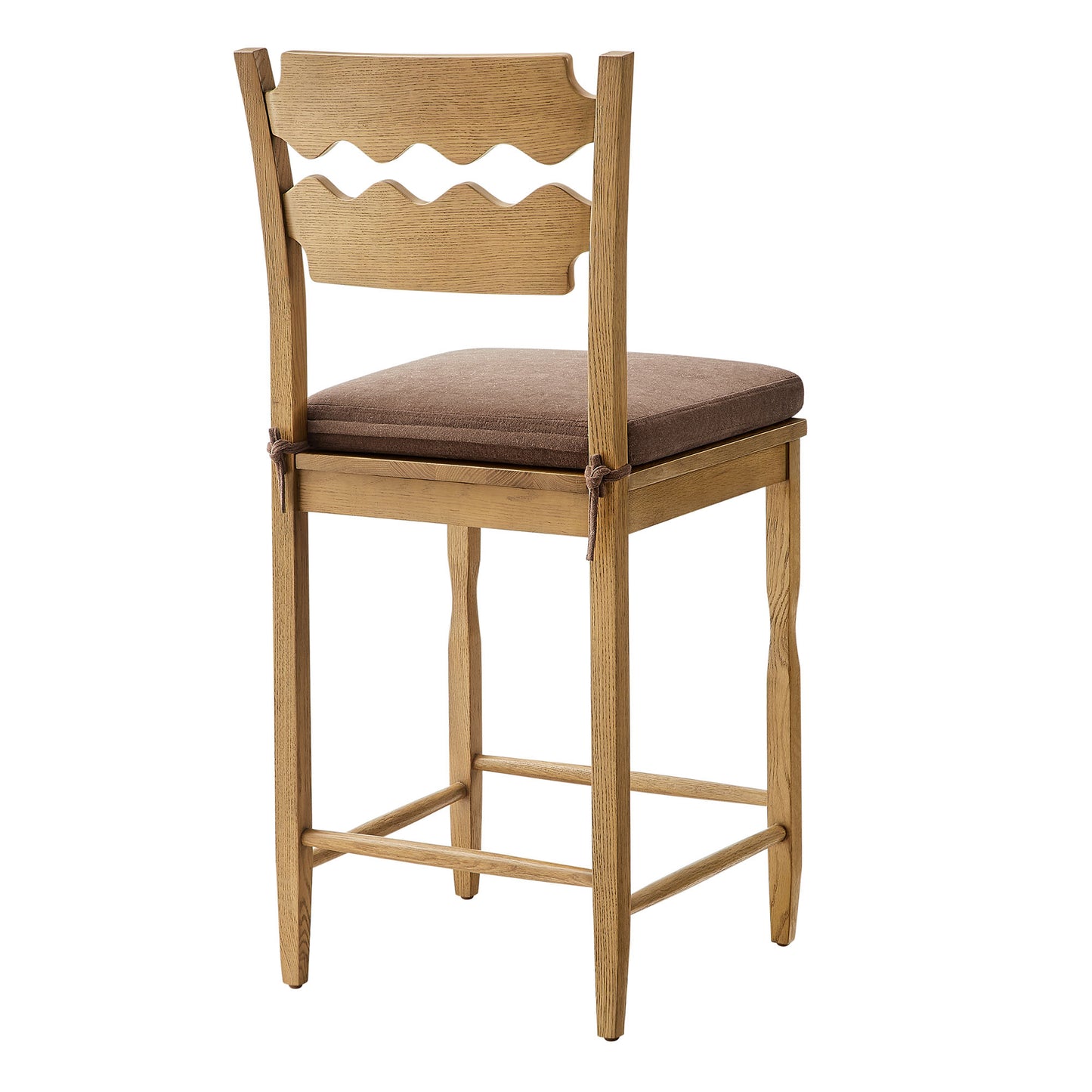 Jax Oak Wood Counter Stool With Wavy Razor Back and Cushion by Modway