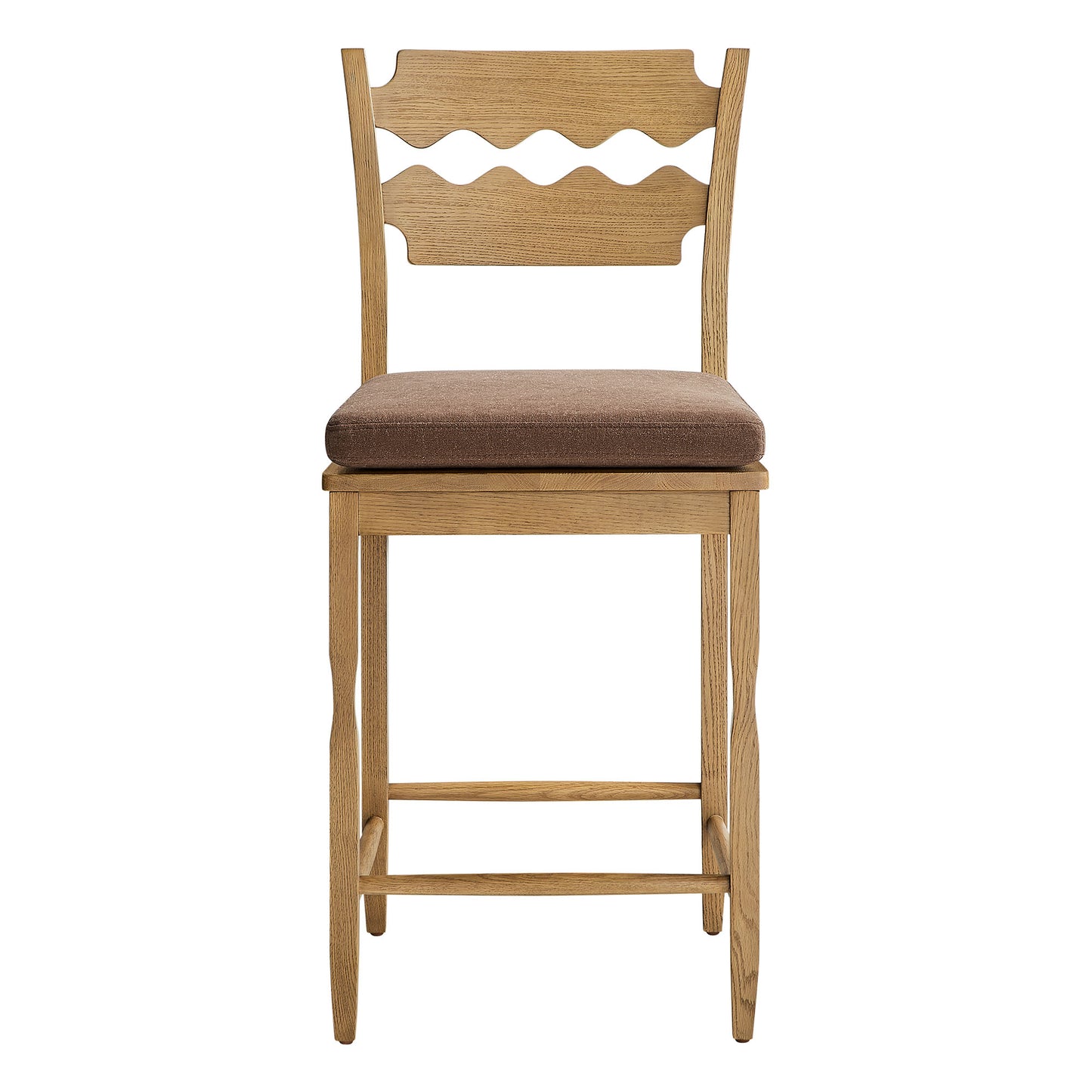 Jax Oak Wood Counter Stool With Wavy Razor Back and Cushion by Modway