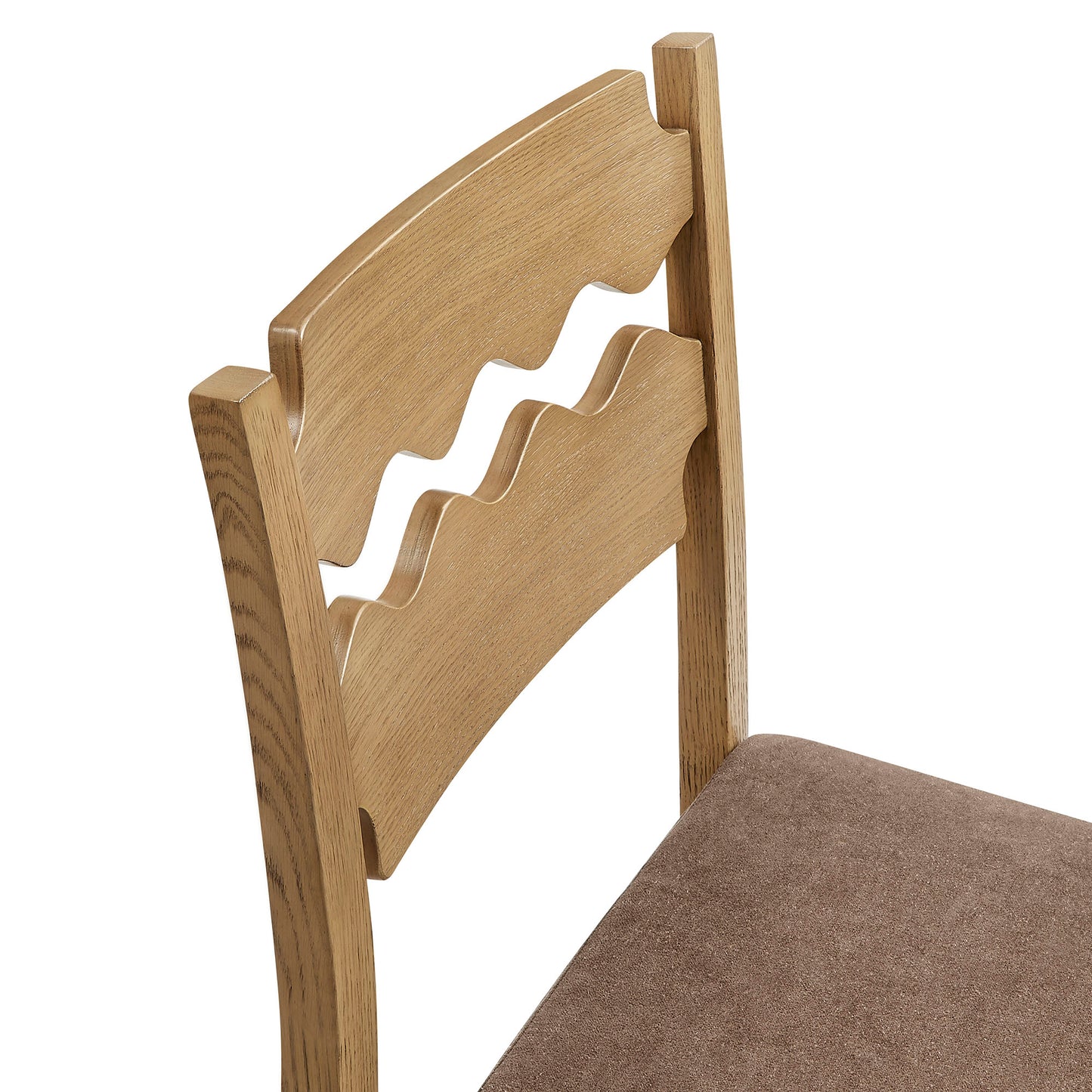Jax Oak Wood Counter Stool With Wavy Razor Back and Cushion by Modway