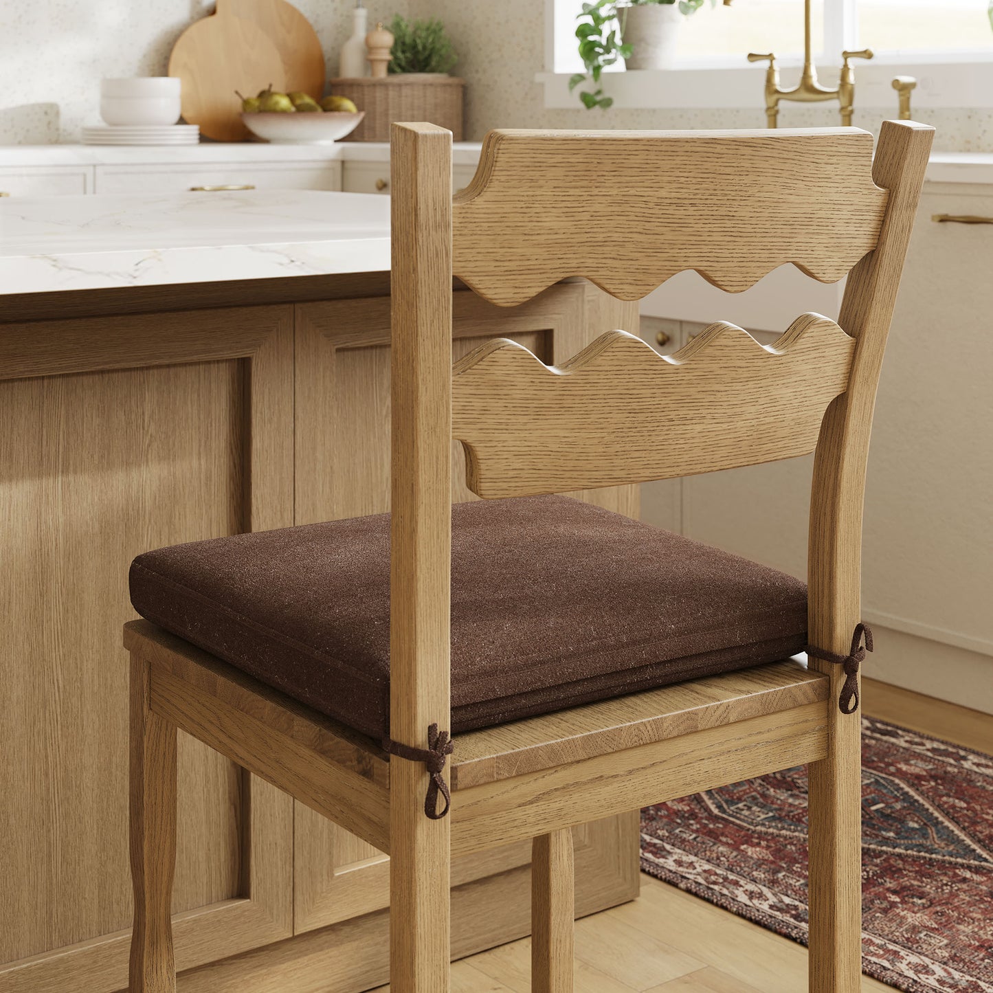 Jax Oak Wood Counter Stool With Wavy Razor Back and Cushion by Modway