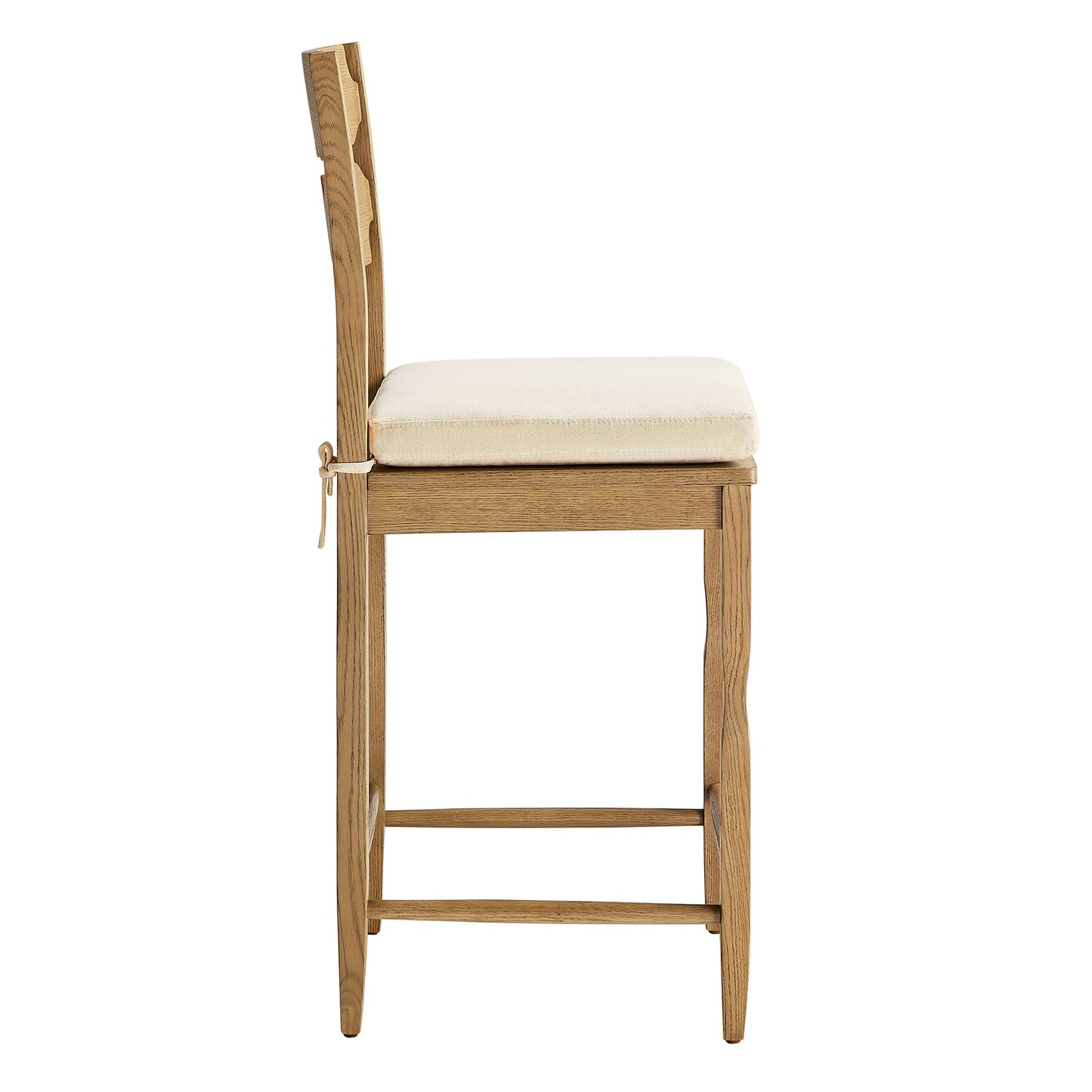 Jax Oak Wood Counter Stool With Wavy Razor Back and Cushion by Modway