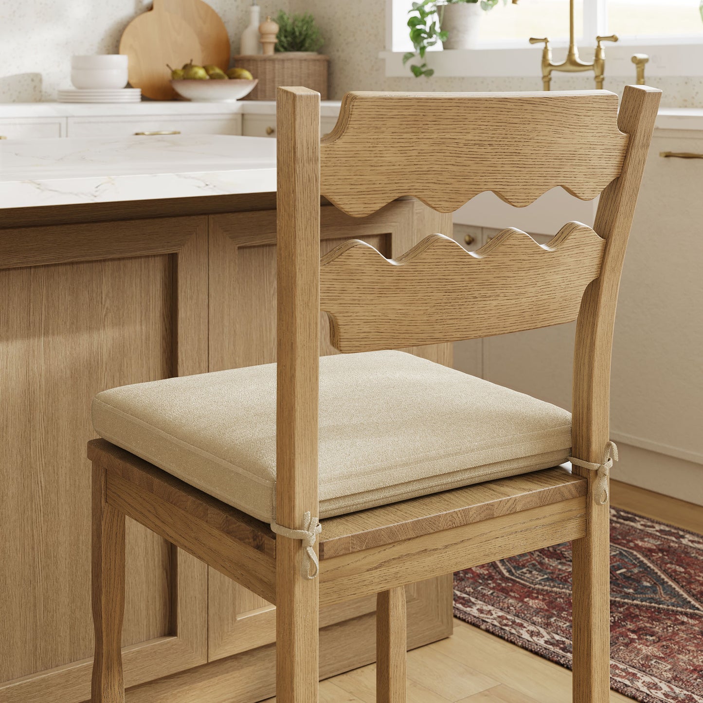 Jax Oak Wood Counter Stool With Wavy Razor Back and Cushion by Modway