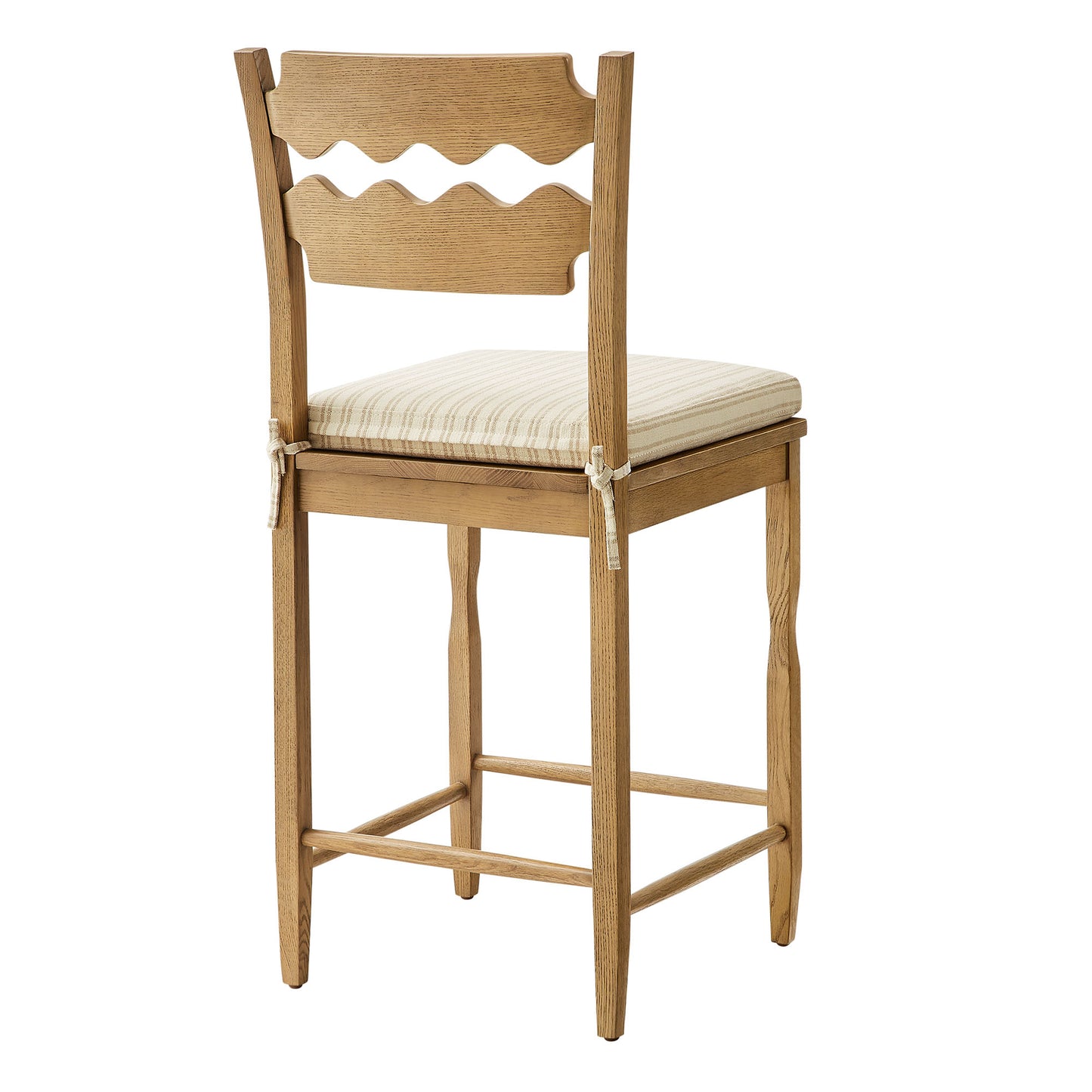 Jax Oak Wood Counter Stool With Wavy Razor Back and Cushion by Modway