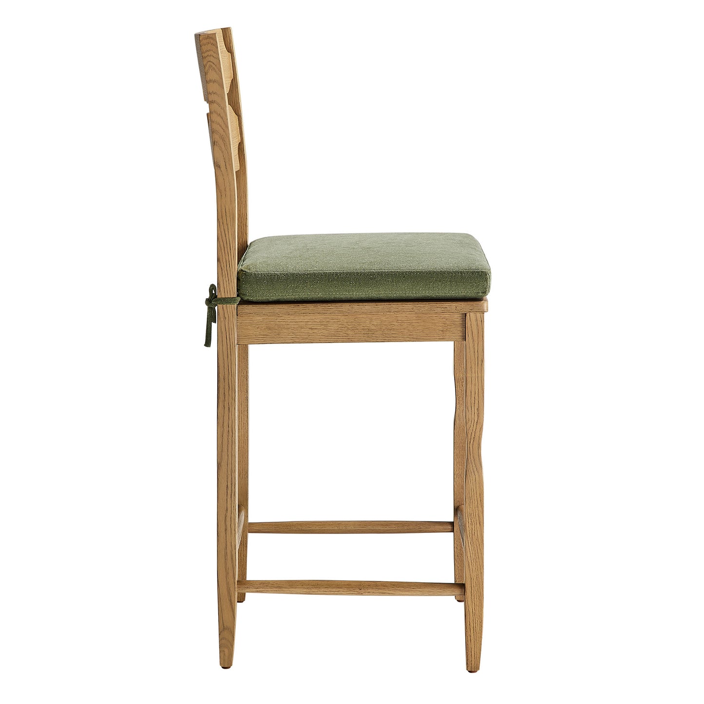 Jax Oak Wood Counter Stool With Wavy Razor Back and Cushion by Modway