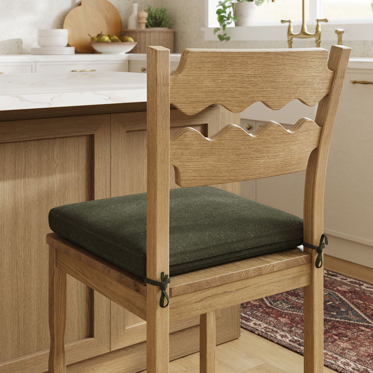 Jax Oak Wood Counter Stool With Wavy Razor Back and Cushion by Modway