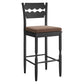 Jax Oak Wood Bar Stool With Wavy Razor Back and Cushion by Modway