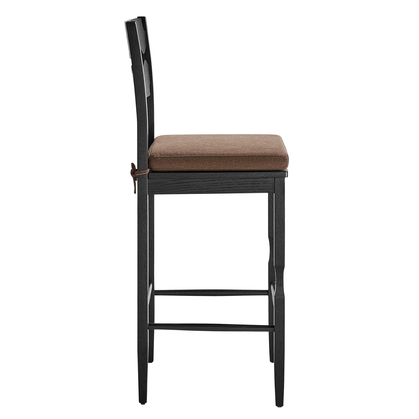 Jax Oak Wood Bar Stool With Wavy Razor Back and Cushion by Modway