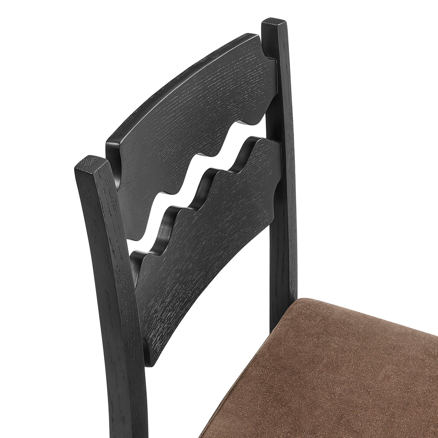 Jax Oak Wood Bar Stool With Wavy Razor Back and Cushion by Modway