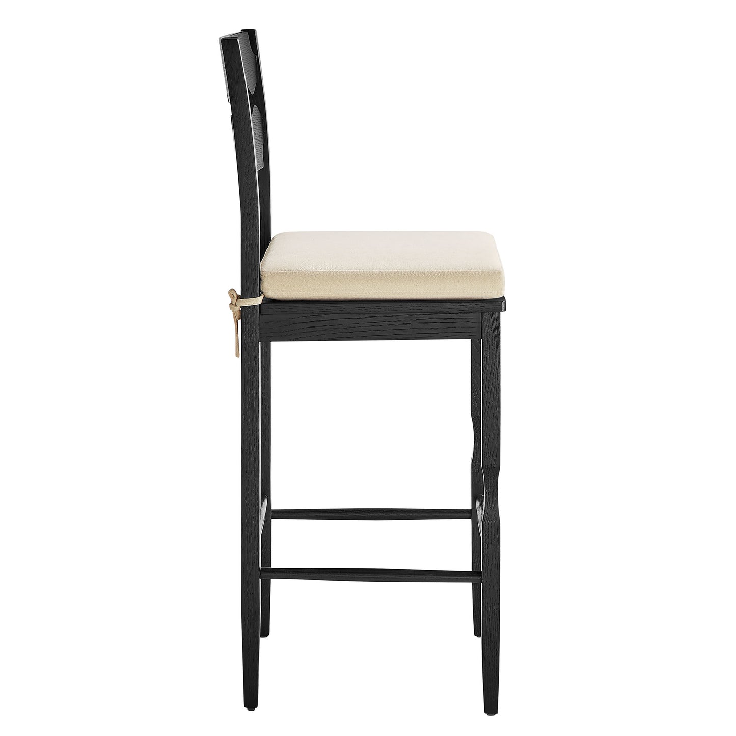 Jax Oak Wood Bar Stool With Wavy Razor Back and Cushion by Modway