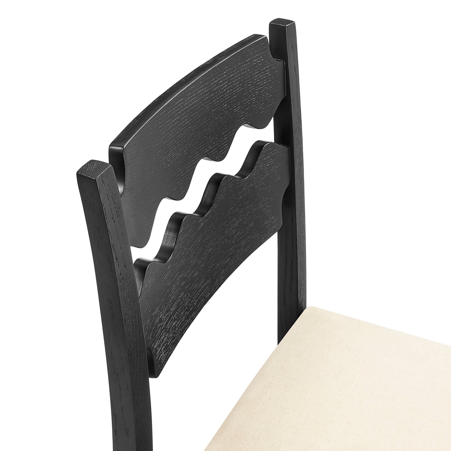 Jax Oak Wood Bar Stool With Wavy Razor Back and Cushion by Modway