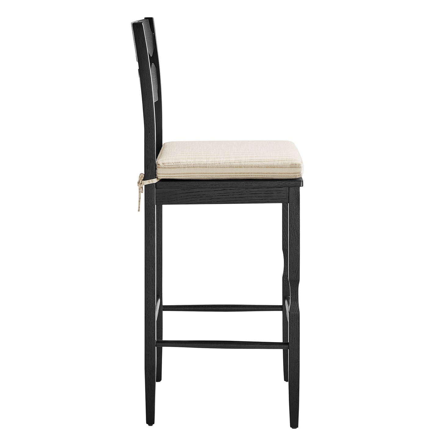 Jax Oak Wood Bar Stool With Wavy Razor Back and Cushion by Modway