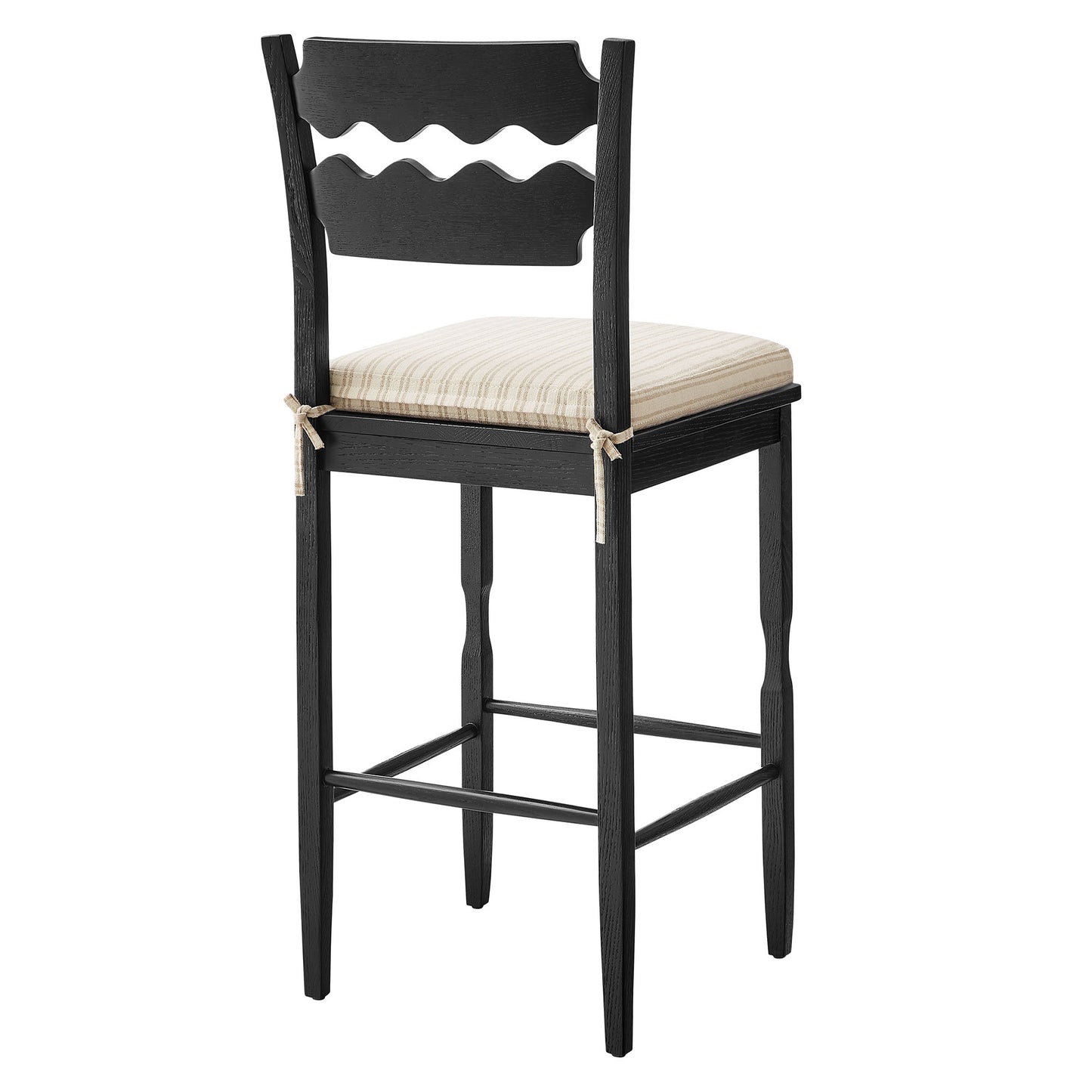 Jax Oak Wood Bar Stool With Wavy Razor Back and Cushion by Modway
