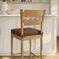 Jax Oak Wood Bar Stool With Wavy Razor Back and Cushion by Modway