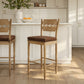 Jax Oak Wood Bar Stool With Wavy Razor Back and Cushion by Modway