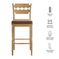 Jax Oak Wood Bar Stool With Wavy Razor Back and Cushion by Modway