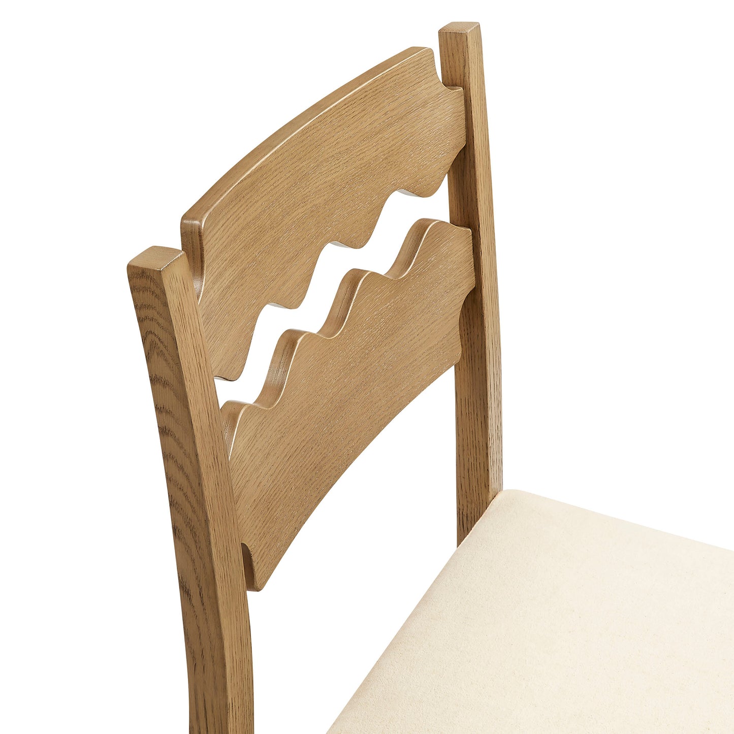 Jax Oak Wood Bar Stool With Wavy Razor Back and Cushion by Modway