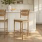 Jax Oak Wood Bar Stool With Wavy Razor Back and Cushion by Modway