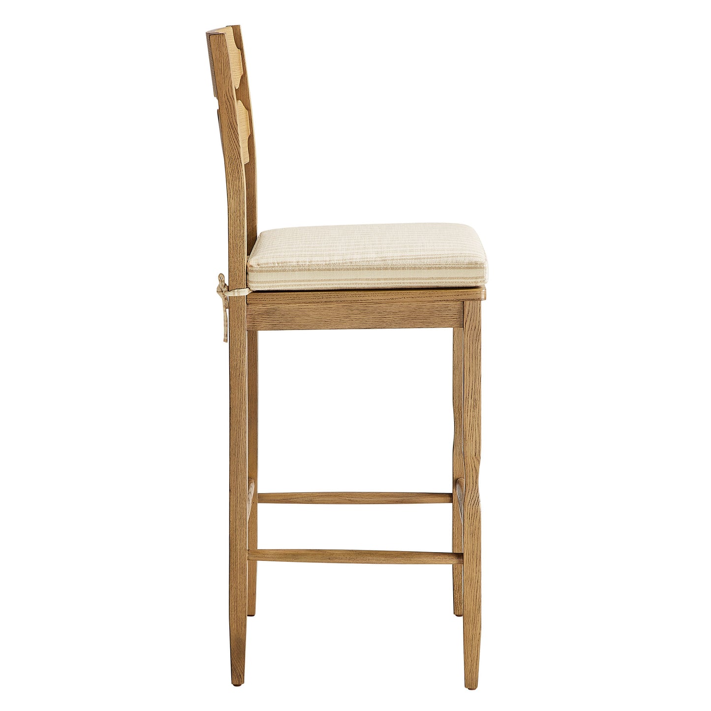 Jax Oak Wood Bar Stool With Wavy Razor Back and Cushion by Modway