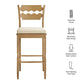 Jax Oak Wood Bar Stool With Wavy Razor Back and Cushion by Modway
