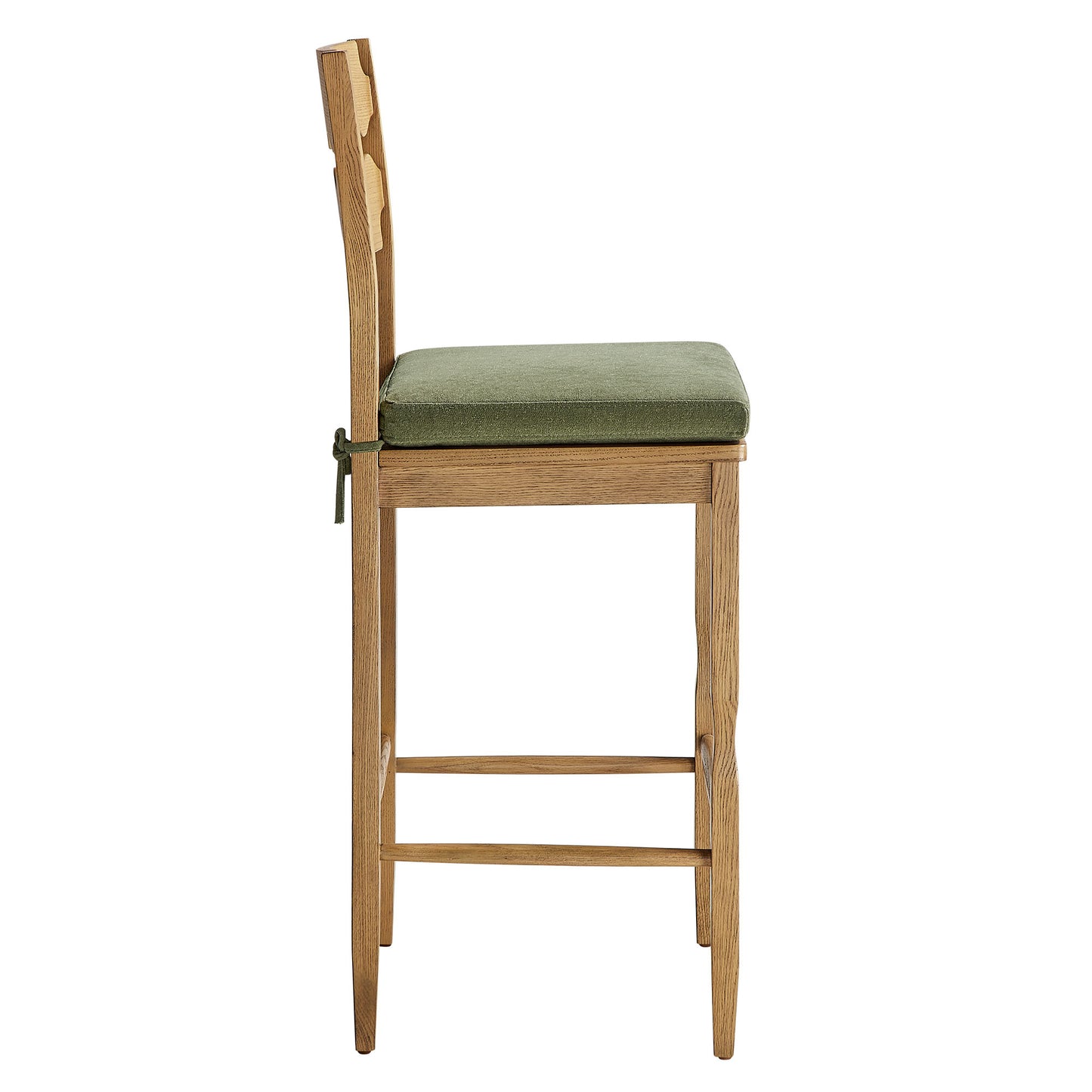 Jax Oak Wood Bar Stool With Wavy Razor Back and Cushion by Modway