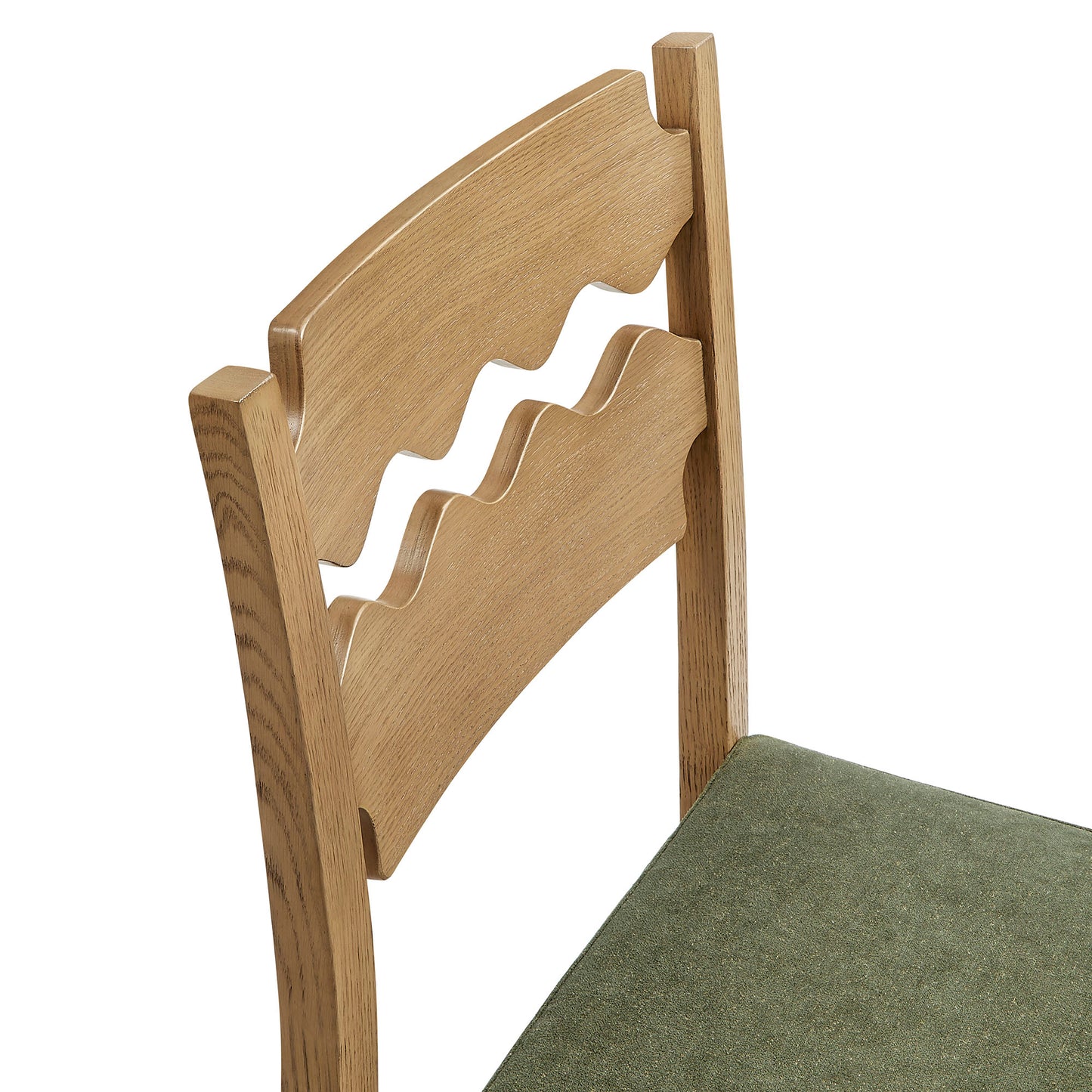 Jax Oak Wood Bar Stool With Wavy Razor Back and Cushion by Modway