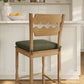 Jax Oak Wood Bar Stool With Wavy Razor Back and Cushion by Modway