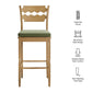 Jax Oak Wood Bar Stool With Wavy Razor Back and Cushion by Modway