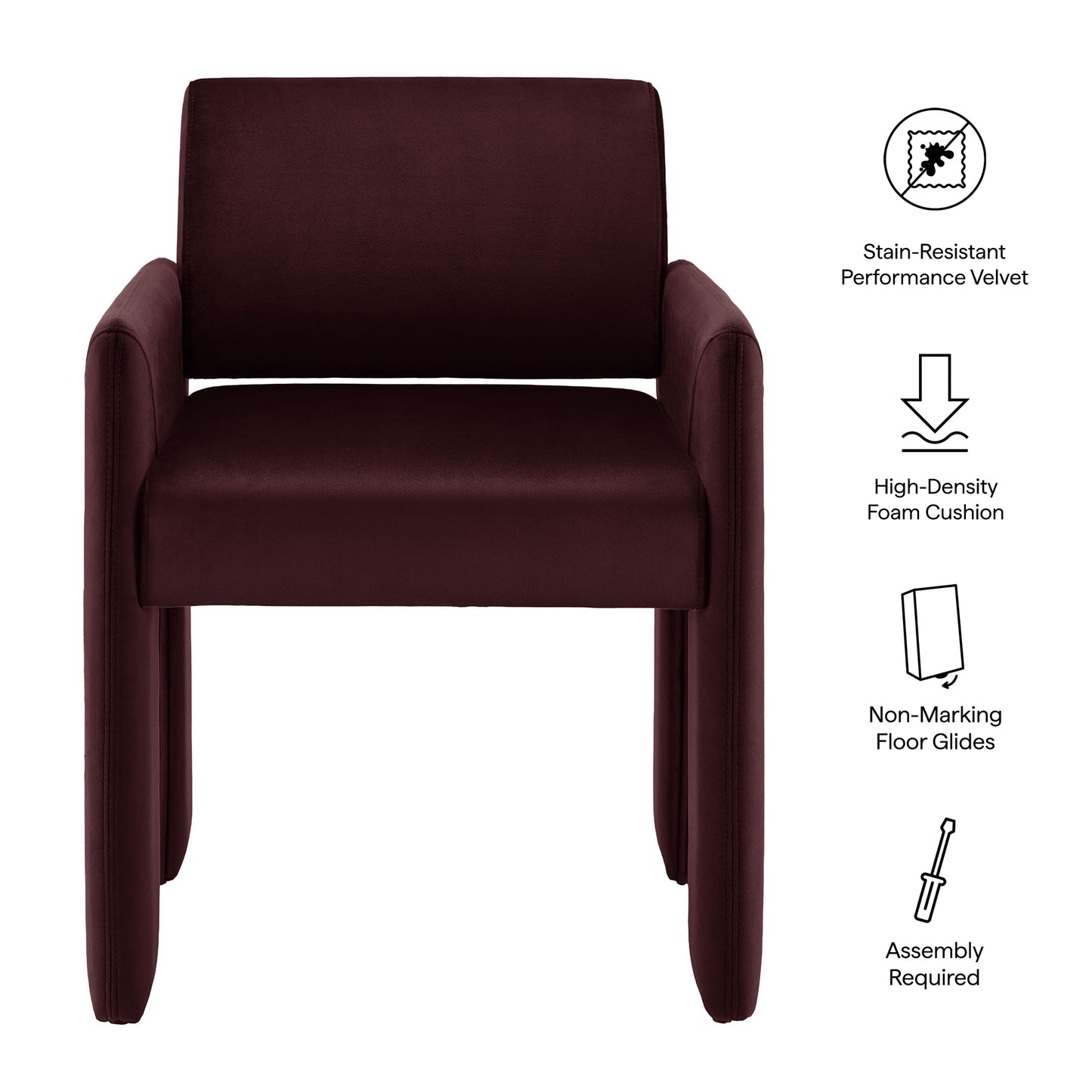 Daven Stain-Resistant Performance Velvet Dining Armchair by Modway
