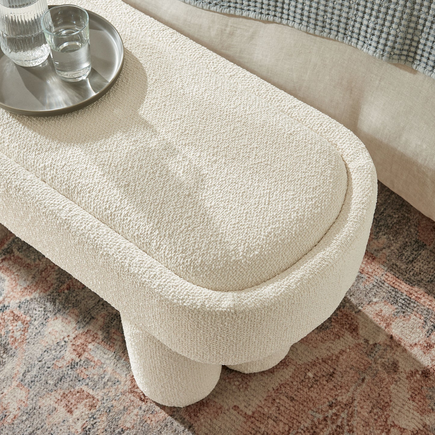 Mossi 52-Inch Oval Boucle Fabric Bench by Modway