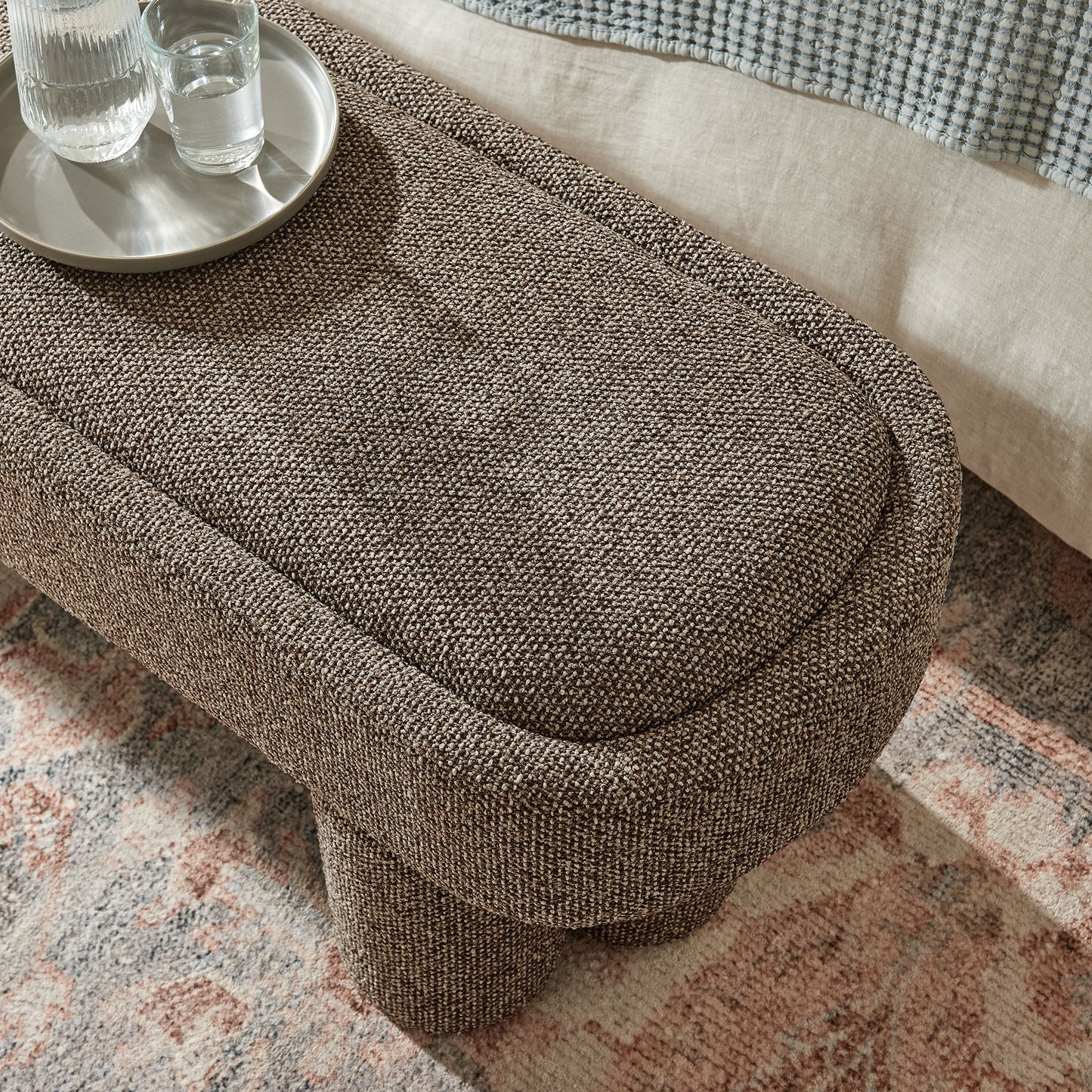 Mossi 52-Inch Oval Boucle Fabric Bench by Modway
