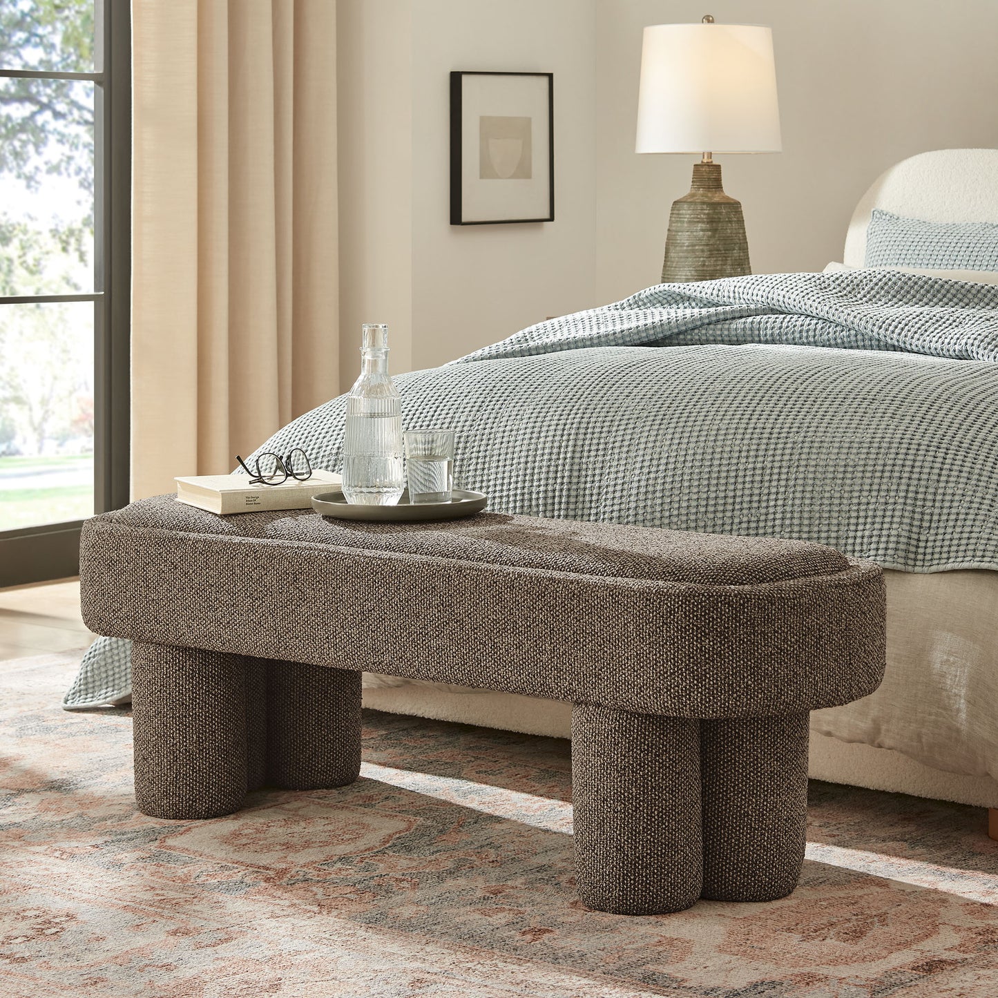 Mossi 52-Inch Oval Boucle Fabric Bench by Modway