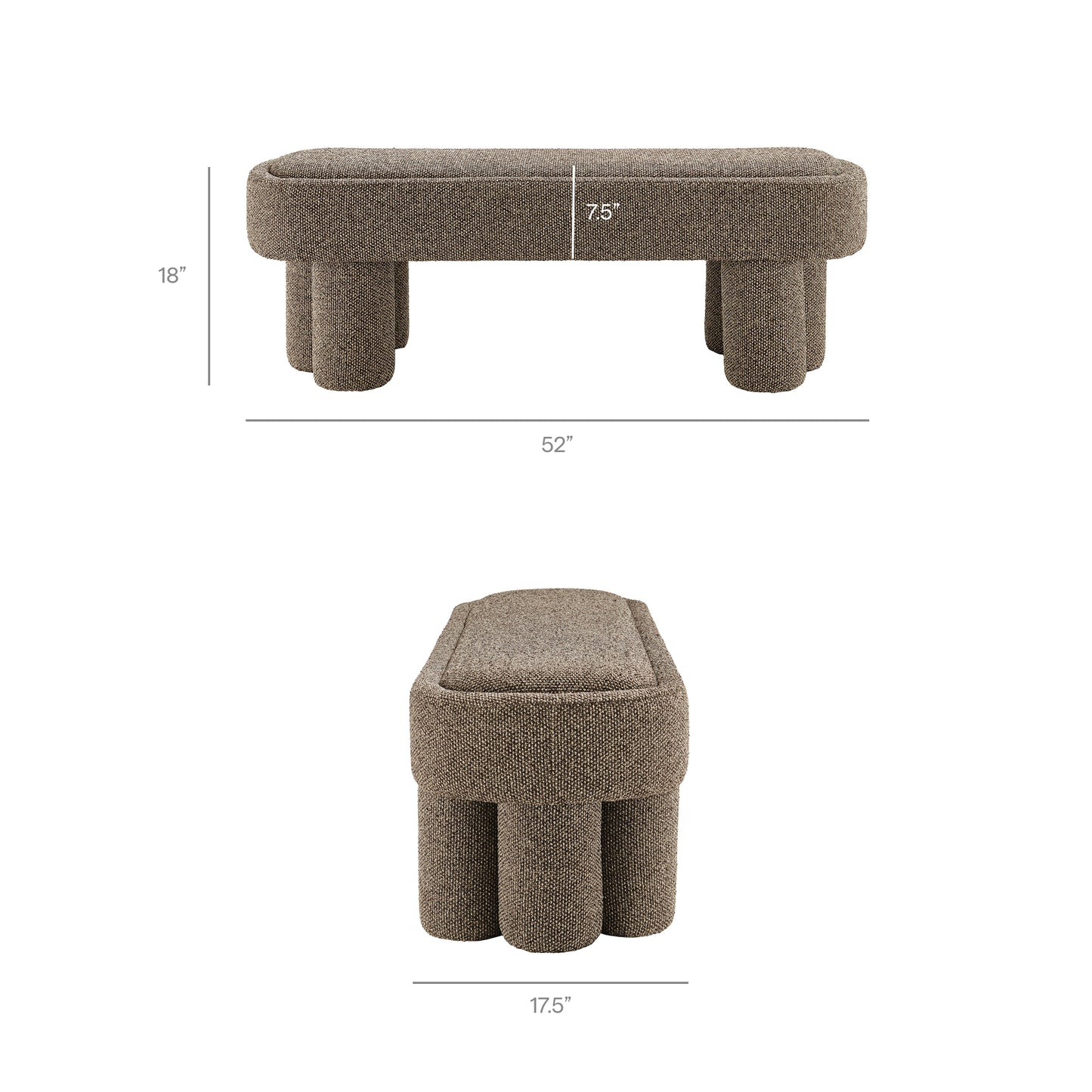 Mossi 52-Inch Oval Boucle Fabric Bench by Modway