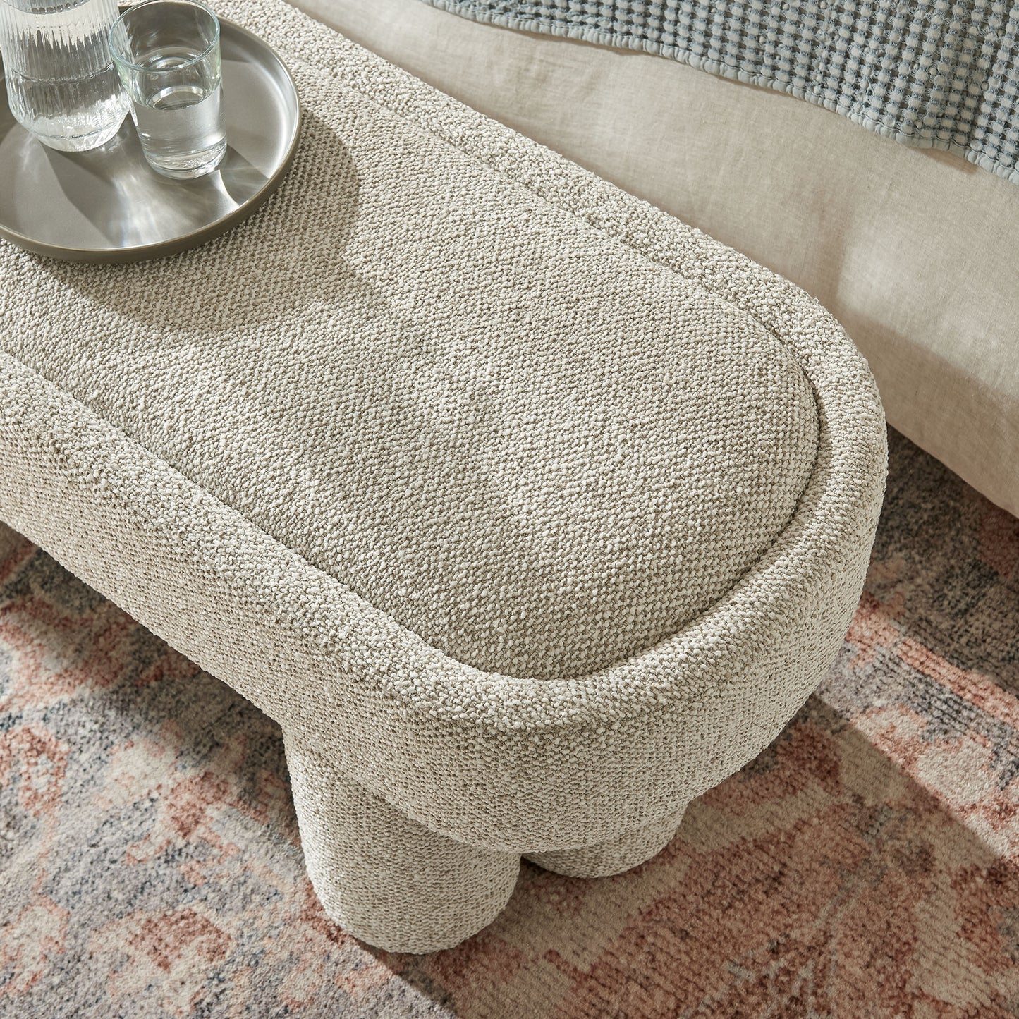 Mossi 52-Inch Oval Boucle Fabric Bench by Modway
