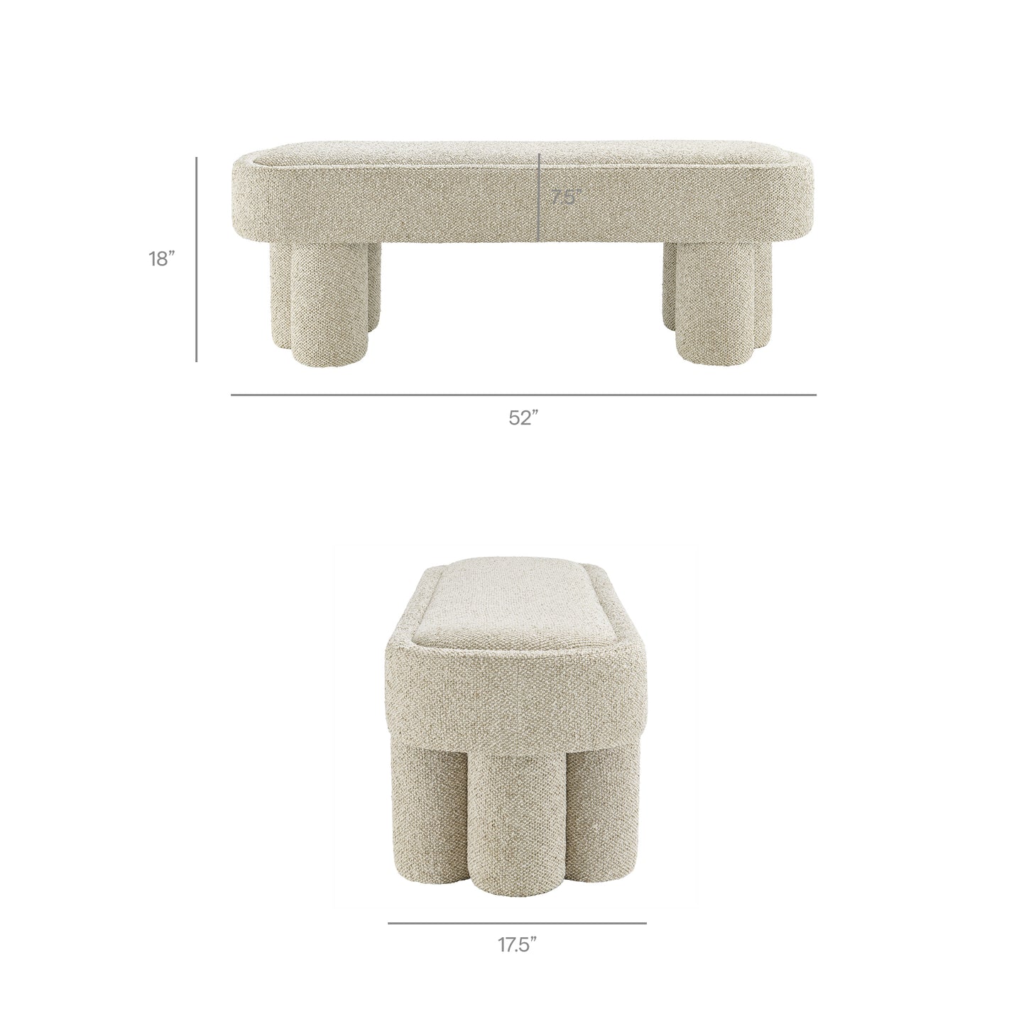 Mossi 52-Inch Oval Boucle Fabric Bench by Modway